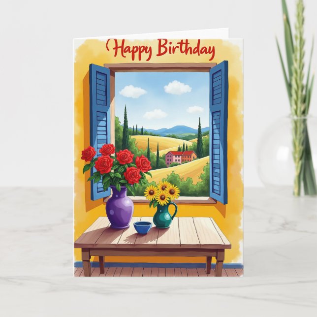 Joyous Window Birthday Card (Front)