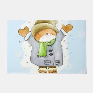 Joyous Winter Cat Doormat