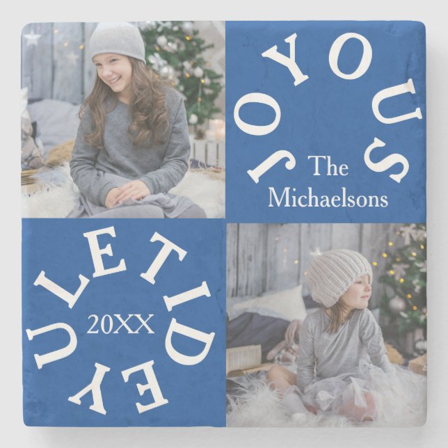 Joyous Yuletide 2 Photo Stone Coaster (Front)