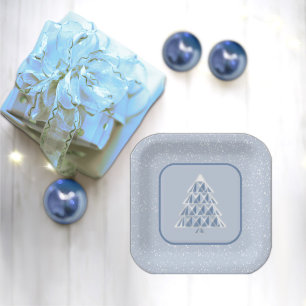 Joyoux Noel Blue Snow Paper Plate