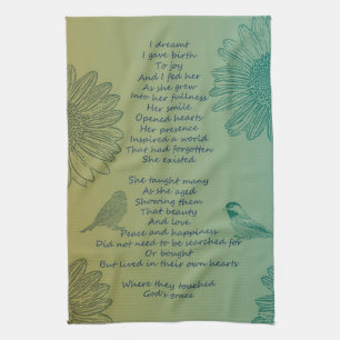 Joy's Birth Poem Kitchen Towel