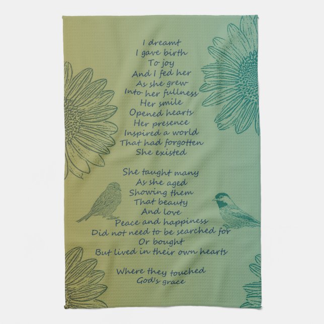 Joy's Birth Poem Kitchen Towel (Vertical)
