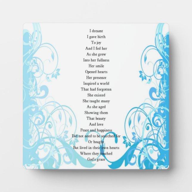 Joy's Birth Poem Plaque (Front)
