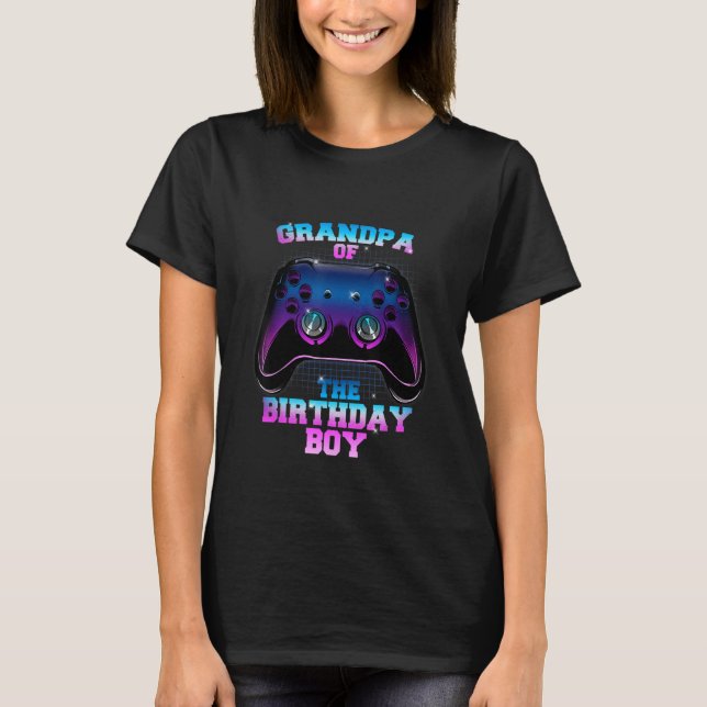 Joystick Grandpa Of The Birthday Boy Controller Ga T-Shirt (Front)