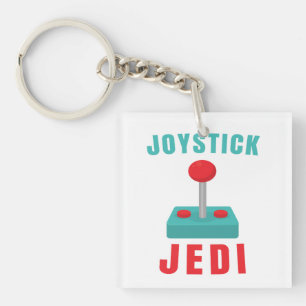 Joystick Jedi Funny Retro Gamer Dad Keychain