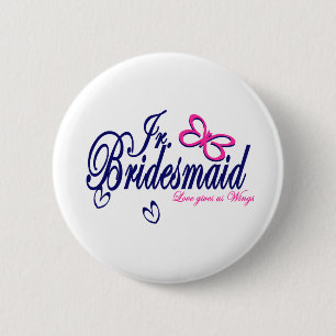 Jr. Bridesmaid/ Butterfly Theme 2 Inch Round Button