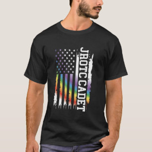 Jrotc Cadet United States Distressed Rainbow w US  T-Shirt