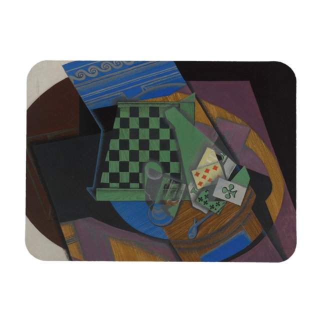 Juan Gris - Chequerboard and Playing Cards Magnet (Horizontal)