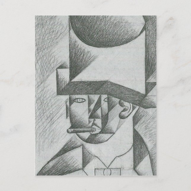 Juan Gris - Head of a man with cigar Postcard (Front)