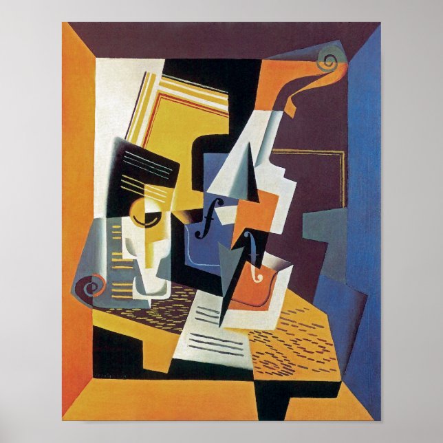 Juan Gris - Violin and Glass - Abstract Art Poster (Front)