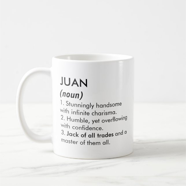 Juan name, Editable name, Custom name Coffee Mug (Left)