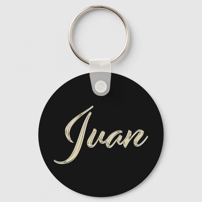 Juan Name whitegold Button Schlüsselanhänger Keychain (Front)
