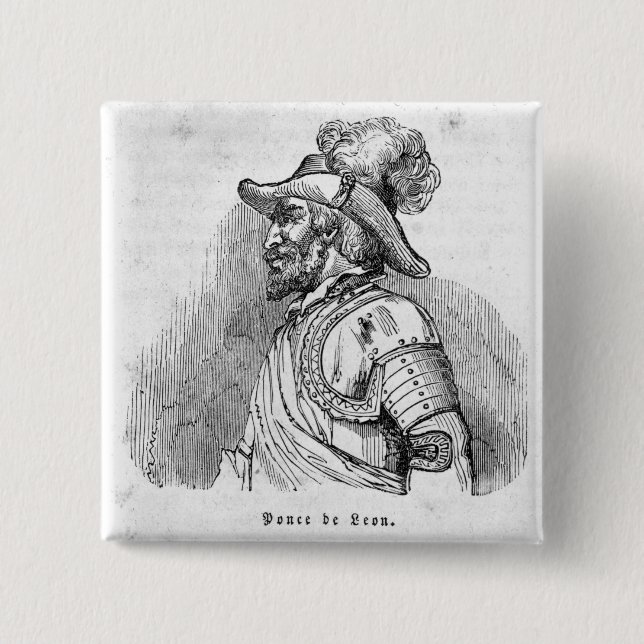 Juan Ponce de Leon 2 Inch Square Button (Front)