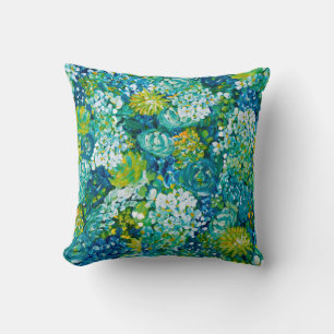 Jubilance Spring Floral Pillow-Blue,Yellow,Green Throw Pillow