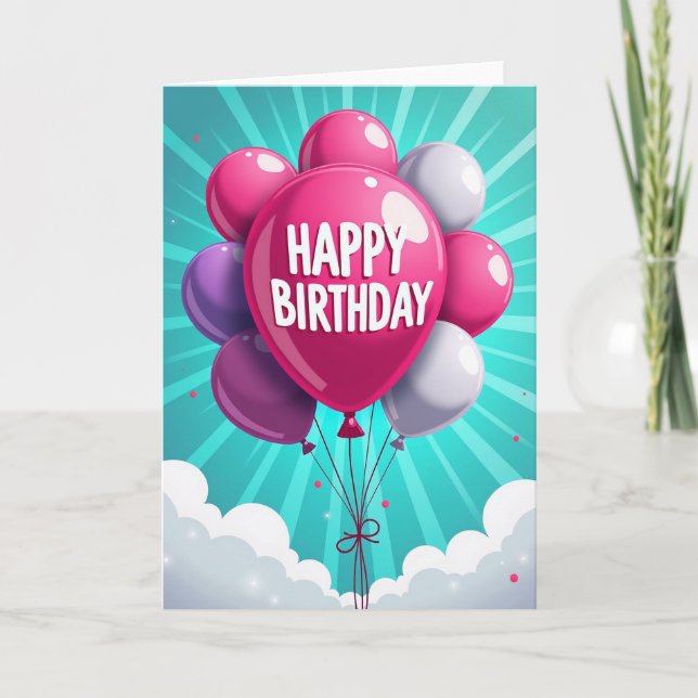 Jubilant Balloon Birthday Card (Front)