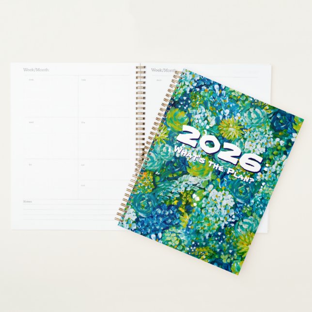 Jubilant-Blue & Green Floral Customizable Planner (Devant avec enveloppe)