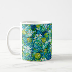 Jubilant Spring Blue & Green Modern Floral Coffee Mug