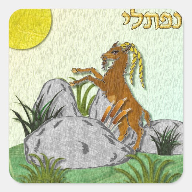 Judaica 12 Tribes Israel Naphtali Square Sticker (Front)