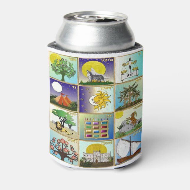 Judaica 12 Tribes Of Israel Art Print Can Cooler (Can Back)