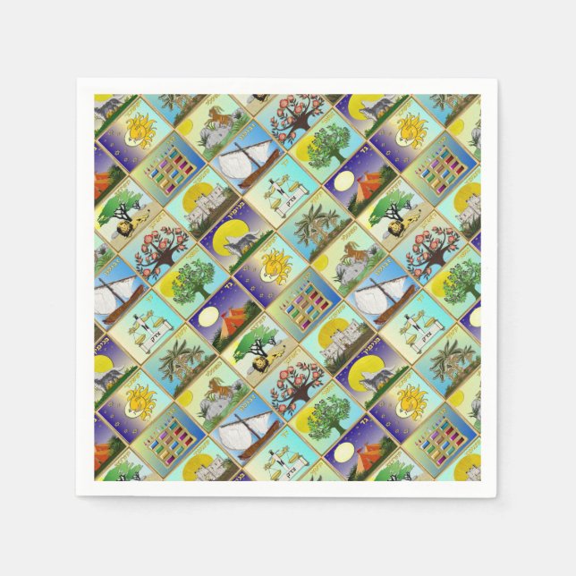 Judaica 12 Tribes Of Israel Art Print Napkin (Front)