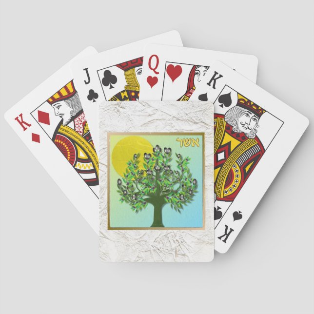 Judaica 12 Tribes Of Israel Asher Playing Cards (Back)