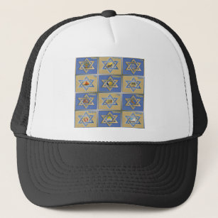 Judaica 12 Tribes of Israel Blue Gold Trucker Hat