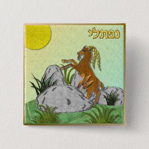 Judaica 12 Tribes Of Israel Naphtali 2 Inch Square Button
