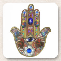 Judaica Hamsa Hearts Flowers Opal Art Print