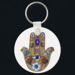 Judaica Hamsa Hearts Flowers Opal Art Print Keychain<br><div class="desc">Whether worn as a piece of jewelry, displayed as an art piece, or used as a decorative element, the Hamsa with the third eye serves as a powerful reminder of the importance of spiritual growth, insight, and protection. It encourages individuals to open their minds and hearts to the unseen realms...</div>