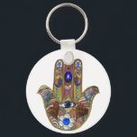 Judaica Hamsa Hearts Flowers Opal Art Print Keychain<br><div class="desc">Whether worn as a piece of jewelry, displayed as an art piece, or used as a decorative element, the Hamsa with the third eye serves as a powerful reminder of the importance of spiritual growth, insight, and protection. It encourages individuals to open their minds and hearts to the unseen realms...</div>