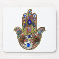 Judaica Hamsa Hearts Flowers Opal Art Print