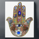 Judaica Hamsa Hearts Flowers Opal Art Print Plaque<br><div class="desc">Whether worn as a piece of jewellery, displayed as an art piece, or used as a decorative element, the Hamsa with the third eye serves as a powerful reminder of the importance of spiritual growth, insight, and protection. It encourages individuals to open their minds and hearts to the unseen realms...</div>
