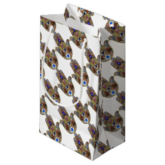 Judaica Hamsa Hearts Flowers Opal Art Print Small Gift Bag
