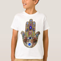 Judaica Hamsa Hearts Flowers Opal Art Print