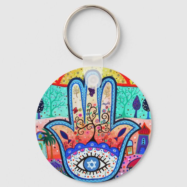 JUDAICA HAMSA SUN EYE PROTECTION KEYCHAIN (Front)