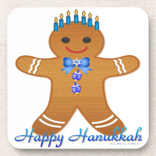 Judaica Hanukkah Gingerbread Man Menorah Coaster