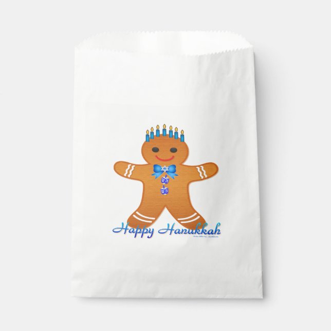 Judaica Hanukkah Gingerbread Man Menorah Favour Bag (Front)
