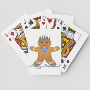 Judaica Hanukkah Gingerbread Man Menorah Playing Cards