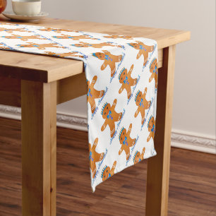 Judaica Hanukkah Gingerbread Man Menorah Short Table Runner