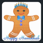 Judaica Hanukkah Gingerbread Man Menorah Square Sticker<br><div class="desc">You are viewing The Lee Hiller Photography Art and Designs Collection of Home and Office Decor,  Apparel,  Gifts and Collectibles. The Designs include Lee Hiller Photography and Mixed Media Digital Art Collection. You can view her Nature photography at http://HikeOurPlanet.com/ and follow her hiking blog within Hot Springs National Park.</div>