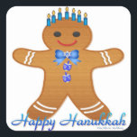 Judaica Hanukkah Gingerbread Man Menorah Square Sticker<br><div class="desc">You are viewing The Lee Hiller Photography Art and Designs Collection of Home and Office Decor,  Apparel,  Gifts and Collectibles. The Designs include Lee Hiller Photography and Mixed Media Digital Art Collection. You can view her Nature photography at http://HikeOurPlanet.com/ and follow her hiking blog within Hot Springs National Park.</div>