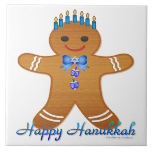 Judaica Hanukkah Gingerbread Man Menorah Tile