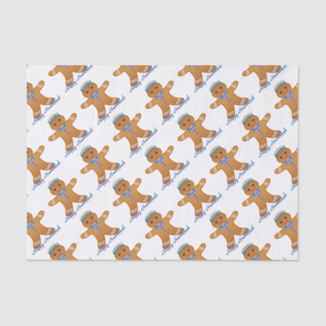 Judaica Hanukkah Gingerbread Man Menorah Tissue Paper (Front)