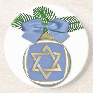 Judaica Hanukkah Star Of David Ornament Print Coaster