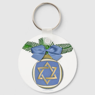 Judaica Hanukkah Star Of David Ornament Print Keychain