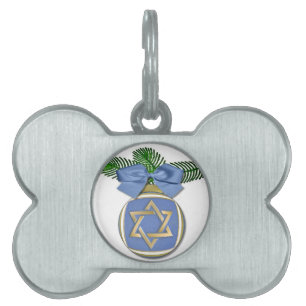 Judaica Hanukkah Star Of David Ornament Print Pet ID Tag