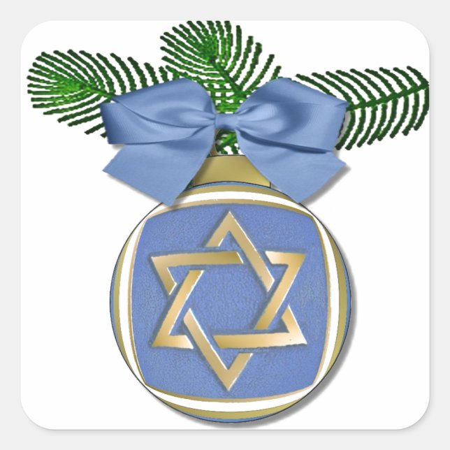 Judaica Hanukkah Star Of David Ornament Print Square Sticker (Front)