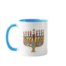 Judaica Happy Hanukkah Dreidel Menorah