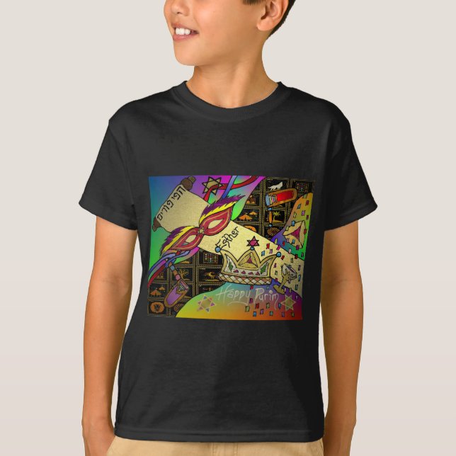 Judaica Happy Purim Jewish Holiday Gifts Apparel T-Shirt (Front)