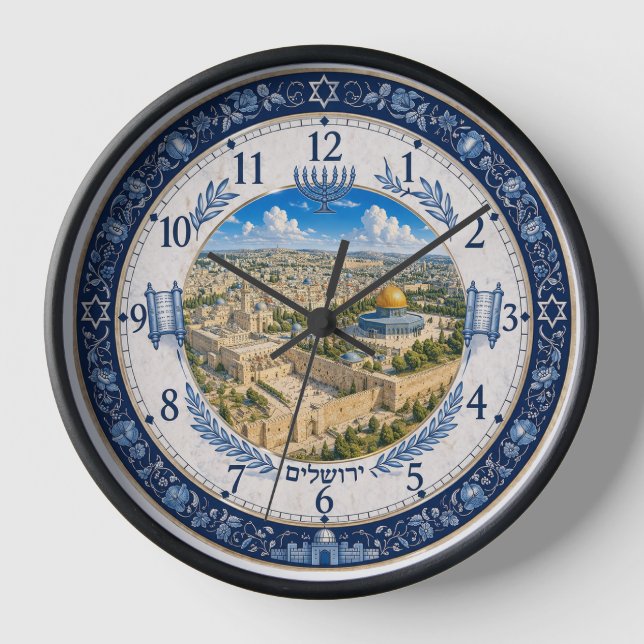 Judaica inspired traditional clock (Front)